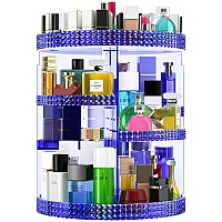 360 Large Rotating Makeup Organizer Countertop, Blue Acrylic Makeup Organizers, Organizador De Perfumes, 7 Layers Large Make Up Organizer, Huge Storage Fits for Vanity and Bathroom - Plus Size Blue