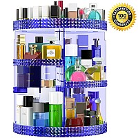 360 Large Rotating Makeup Organizer Countertop, Blue Acrylic Makeup Organizers, Organizador De Perfumes, 7 Layers Large Make Up Organizer, Huge Storage Fits for Vanity and Bathroom - Plus Size Blue