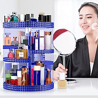 360 Large Rotating Makeup Organizer Countertop, Blue Acrylic Makeup Organizers, Organizador De Perfumes, 7 Layers Large Make Up Organizer, Huge Storage Fits for Vanity and Bathroom - Plus Size Blue