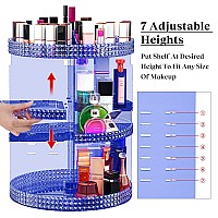 360 Large Rotating Makeup Organizer Countertop, Blue Acrylic Makeup Organizers, Organizador De Perfumes, 7 Layers Large Make Up Organizer, Huge Storage Fits for Vanity and Bathroom - Plus Size Blue