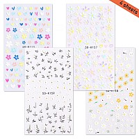 Daisy Nail Art Sticker 5D Exquisite Nail Art Supplies Flower White Floral Nail Decal 3D Selfadhesive Luxurious Colorful Daisy E