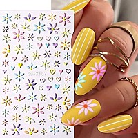 Daisy Nail Art Sticker 5D Exquisite Nail Art Supplies Flower White Floral Nail Decal 3D Selfadhesive Luxurious Colorful Daisy E