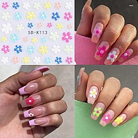 Daisy Nail Art Sticker 5D Exquisite Nail Art Supplies Flower White Floral Nail Decal 3D Selfadhesive Luxurious Colorful Daisy E