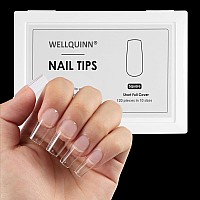 Wellquinn Short Square Nail Tips Full Cover Fake Nails 120Pcs Square Press On Nails Preshape Clear Nails Tips For Acrylic Nails