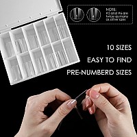 Wellquinn Long Square Nail Tips Full Cover Fake Nails Clear Acrylic Nail Tips 120Pcs False Nail Artificial Nails With Case For N