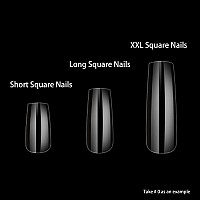 Wellquinn Long Square Nail Tips Full Cover Fake Nails Clear Acrylic Nail Tips 120Pcs False Nail Artificial Nails With Case For N