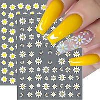 Silpecwee Spring Daisy Nail Stickers Flower Nail Art Stickers Smile Face Sunflower Nail Design Selfadhesive Nail Decals Manicur