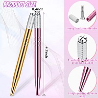 10 Pieces Microblading Pens Manual Eyebrow Pens Microblade Pen Aluminum Microblading Hand Tools Light Manual Microblade Tool Microblade Holder for Makeup Supplies Salons,2 Colors(Pink, Gold)