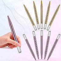 10 Pieces Microblading Pens Manual Eyebrow Pens Microblade Pen Aluminum Microblading Hand Tools Light Manual Microblade Tool Microblade Holder for Makeup Supplies Salons,2 Colors(Pink, Gold)