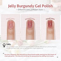 Gaoy Jelly Burgundy Gel Nail Polish 16Ml Sheer Pink Maroon Translucent Color 1299 Uv Light Cure Gel Polish For Nail Art Diy Man