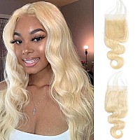 Uneed 613 Closure 4X4 Closure Blonde Closure 14 Inch 613 Body Wave Closure 12A Brazilian Virgin Remy Human Hair Closure Transpar