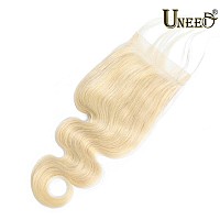 Uneed 613 Closure 4X4 Closure Blonde Closure 14 Inch 613 Body Wave Closure 12A Brazilian Virgin Remy Human Hair Closure Transpar