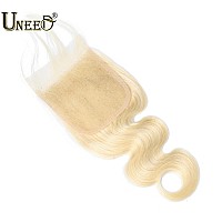 Uneed 613 Closure 4X4 Closure Blonde Closure 14 Inch 613 Body Wave Closure 12A Brazilian Virgin Remy Human Hair Closure Transpar