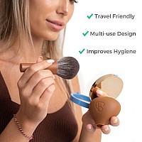 Travel Makeup Brush Set With Brush Bubble Silicone Makeup Brush Cover Brown Matte Travel Powder Brush With Compact Makeup Brus