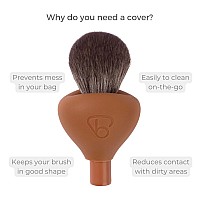 Travel Makeup Brush Set With Brush Bubble Silicone Makeup Brush Cover Brown Matte Travel Powder Brush With Compact Makeup Brus