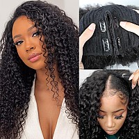 V Show 20 Inch V Part Deep Wave Human Hair Wigs Glueless For Women V Part Wig Human Hair No Leave Out Curly Wave Upgrade U Part