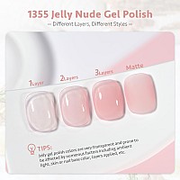 Gaoy Sheer Pink Nude Gel Nail Polish 16Ml Jelly Neutral Peach Translucent Color 1355 Uv Light Cure Gel Polish For Nail Art Diy