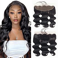 Body Wave Lace Frontal Human Hair 18 Inch 13x4 HD Lace Frontal Closure 100% Brazilian Virgin Human Hair Body Wave Ear to Ear Transparent Lace Frontal Pre Plucked with Baby Hair