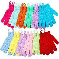 Shower Gloves24 Pcs Exfoliating Bath Glovesbody Scrub Gloves With Hanging Loop For Beauty Spa Massage Skin Shower Body Scrubbe