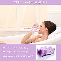 Shower Gloves24 Pcs Exfoliating Bath Glovesbody Scrub Gloves With Hanging Loop For Beauty Spa Massage Skin Shower Body Scrubbe