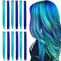 Snoblass Colored Clip In Hair Extensions 21 Colorful Straight Hair Extensions Clip In For Women Party Christmas Birthday Part