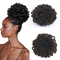 Kgbfass 10Inch Dreadlock Buns Loc Petal Bun Large Braided Locs Drawstring Ponytail Curly Dreadlock Faux Locs Chignon Scrunchies