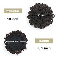 Kgbfass 10Inch Dreadlock Buns Loc Petal Bun Large Braided Locs Drawstring Ponytail Curly Dreadlock Faux Locs Chignon Scrunchies