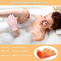 Bath Gloves16 Pcs Exfoliating Bath Glovesbody Scrub Gloves With Hanging Loop For Beauty Spa Massage Skin Shower Body Scrubber