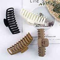 Extra Large Claw Clips for Thick Hair, 5.25 lnch Strong Hold Hair Clips for Women, Extremely Big Hair Claw Clips for Women and Girls, Matte Claw Clips, Neutral Hair Clamps, 4 Pack