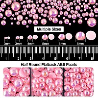 4000PCS Flatback Rhinestones and Half Round Pearls Kit #8, Multi Size Glass Clear & AB Crystals, Plastic Flat Back Light Pink AB Dome Bead with Pickup Pencil and Tweezer for Nail Art