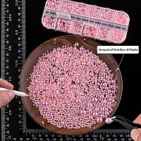 4000PCS Flatback Rhinestones and Half Round Pearls Kit #8, Multi Size Glass Clear & AB Crystals, Plastic Flat Back Light Pink AB Dome Bead with Pickup Pencil and Tweezer for Nail Art