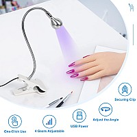 Aoraem U V Nail Lampsliver 3W U V Light For Nails 35Nm U V Gel X Nail Lamp With Gooseneck And Clamp For Gel Nail Aasilver