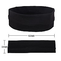 Mapofbeauty 3 Pack Yoga Headbands Stretchy Cotton Head Band Hairwarp Sports Running Exercise Gym Black