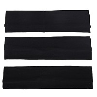 Mapofbeauty 3 Pack Yoga Headbands Stretchy Cotton Head Band Hairwarp Sports Running Exercise Gym Black