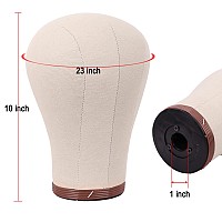 Mapofbeauty 23 Inch Wig Head Cork Canvas Block Head For Making Wigs Mannequin Head With Stand Head Pins Brown