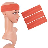 Mapofbeauty 3 Pack Yoga Headbands Stretchy Cotton Head Band Hairwarp Sports Running Exercise Gym Orange