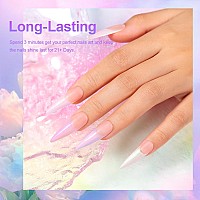 Rarjsm Pearl White Gel Nail Polish Set Iridescent Mermaid Shell Glitter Gel Polish 6 Light Colors Purple Blue Pink Red Gold Shim