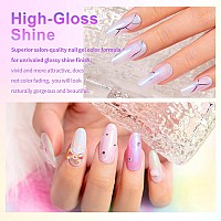 Rarjsm Pearl White Gel Nail Polish Set Iridescent Mermaid Shell Glitter Gel Polish 6 Light Colors Purple Blue Pink Red Gold Shim