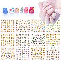 Ihukeit Summer Nail Decal Stickers For Kids Girls Toddlers Nail Decoration Self Adhesive Glasses Beach Drink Boat Palm Nail Deca