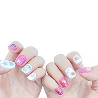 Ihukeit Summer Nail Decal Stickers For Kids Girls Toddlers Nail Decoration Self Adhesive Glasses Beach Drink Boat Palm Nail Deca