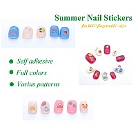 Ihukeit Summer Nail Decal Stickers For Kids Girls Toddlers Nail Decoration Self Adhesive Glasses Beach Drink Boat Palm Nail Deca