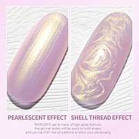 Rarjsm Pearl Gel Nail Polish Lavender Purple Pearlescent Shell Gold Glitter Shimmer Mermaid Iridescent Nail Gel Polish Soak Off