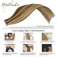 Windtouch Tape In Hair Extensions Human Hair Chocolate Brown To Caramel Blonde Real Tape In Hair Extensions Straight Remy Hair E