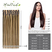 Windtouch Tape In Hair Extensions Human Hair Chocolate Brown To Caramel Blonde Real Tape In Hair Extensions Straight Remy Hair E