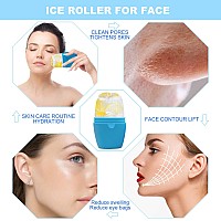 Upgraded Ice Mold for Face, Reusable Face Ice Mold with Stopper, Facial Ice to Tighten & Tone Skin, Ice Roller Mold to De-Puff The Eye Area, Perfect Gifts for Girls and Women (Blue)