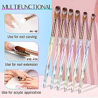 Saviland Kolinsky Acrylic Nail Brush Set 6Pcs Professional Acrylic Nail Brushes For Acrylic Application Acrylic Powder Nail Art