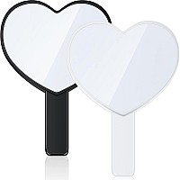 Jetec 2 Pieces Heart Shaped Handheld Mirrors Travel Makeup Mirrors Mini Cosmetic Mirror With Handle Small Heart Mirrors Decorati