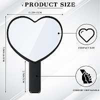 Jetec 2 Pieces Heart Shaped Handheld Mirrors Travel Makeup Mirrors Mini Cosmetic Mirror With Handle Small Heart Mirrors Decorati