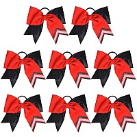 Deeka 8Pcs 8 Two Toned Large Glitter Cheer Bows Shiny Cheer Hair Bows Ponytail Holder Handmade For Cheerleader Girls Softball S