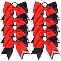 Deeka 8Pcs 8 Two Toned Large Glitter Cheer Bows Shiny Cheer Hair Bows Ponytail Holder Handmade For Cheerleader Girls Softball S